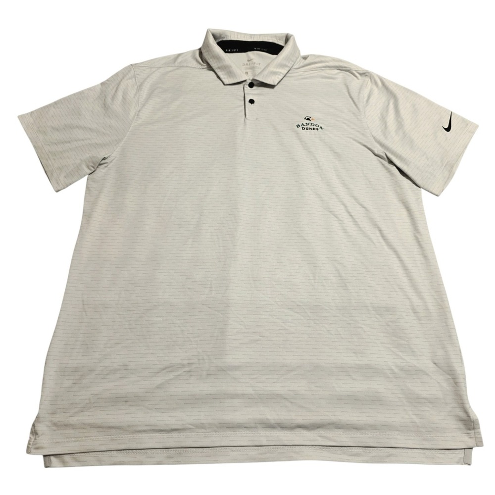 Nike Golf Dri-FIT Bandon Dunes Polo Shirt Mens XL White Gray Standard Fit Golf